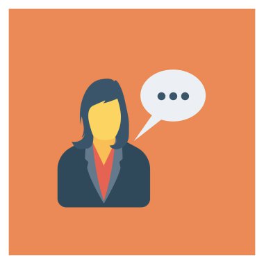  İnsan Kaynakları Düz ikon vektör çizimi. İş kadını