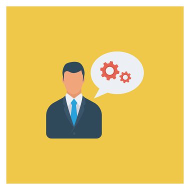  İnsan Kaynakları Düz ikon vektör çizimi. İş adamı