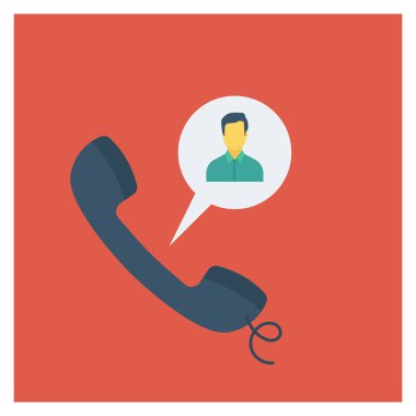  İnsan Kaynakları Düz ikon vektör çizimi. Telefon görüşmesi