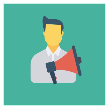  İnsan Kaynakları Düz ikon vektör çizimi. İş adamı