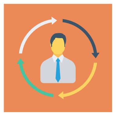  İnsan Kaynakları Düz ikon vektör çizimi. İş adamı