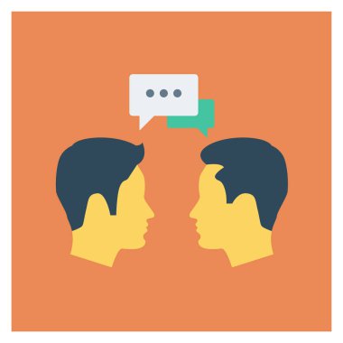  İnsan Kaynakları Düz ikon vektör çizimi. sohbet