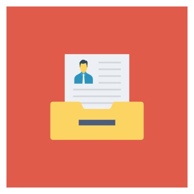  İnsan Kaynakları Düz ikon vektör çizimi. belge