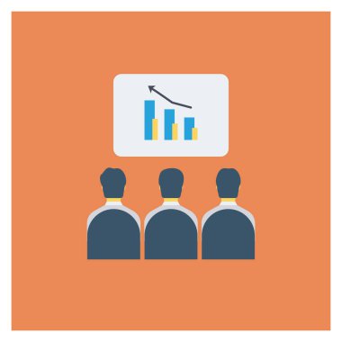  İnsan Kaynakları Düz ikon vektör çizimi. İş adamları toplantıda.