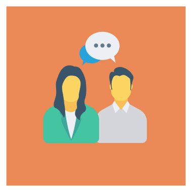  İnsan Kaynakları Düz ikon vektör çizimi. toplantı 