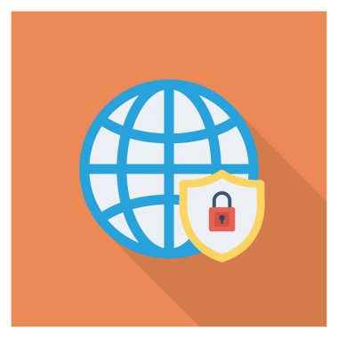 Dünya & ağı için düz simgeler sunuluyor