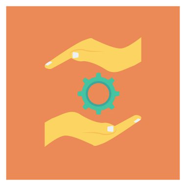  İnsan Kaynakları Düz ikon vektör illüstrasyonu, dişli 