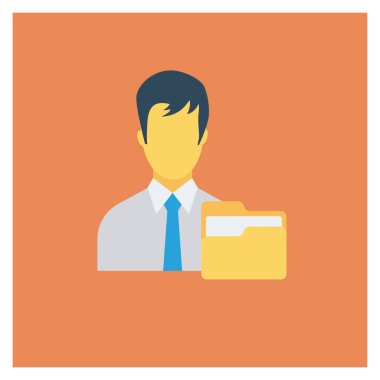  İnsan Kaynakları Düz ikon vektör çizimi. İş adamı