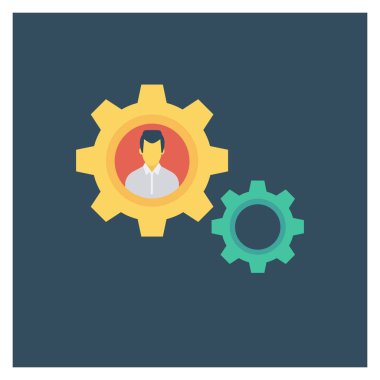  İnsan Kaynakları Düz ikon vektör illüstrasyonu. 