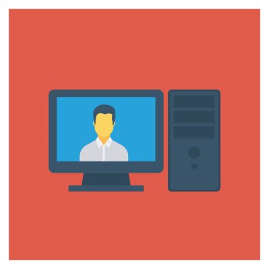  İnsan Kaynakları Düz ikon vektör çizimi. bilgisayar