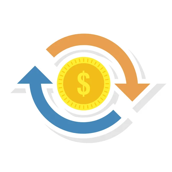 Gestion Entreprise Icône Plate Pour Argent Synchronisation — Image vectorielle