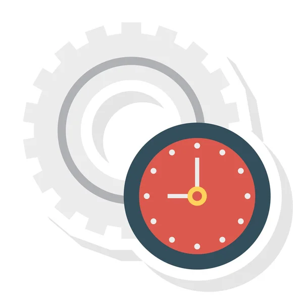 Gestion Entreprise Icône Plate Pour Horloge Temps — Image vectorielle
