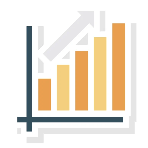 Business Management Icone Piatte Aumento Grafico — Vettoriale Stock