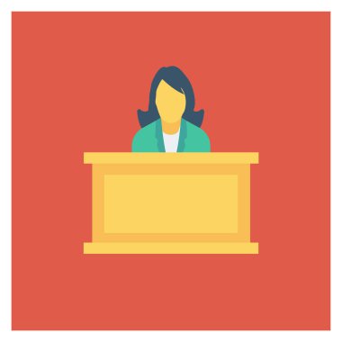  İnsan Kaynakları Düz ikon vektör çizimi. Yargıç 