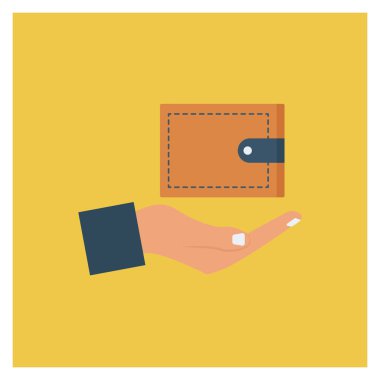  İnsan Kaynakları Düz ikon vektör çizimi. cüzdan