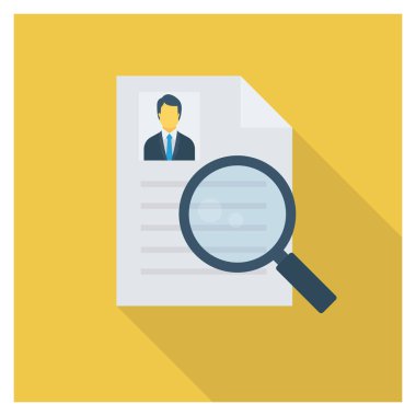  İnsan Kaynakları Düz ikon vektör çizimi. belge