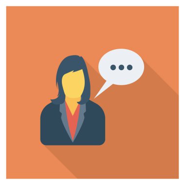  İnsan Kaynakları Düz ikon vektör çizimi. konuşma balonu