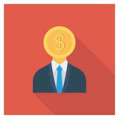  İnsan Kaynakları Düz ikon vektör çizimi. Dolar 