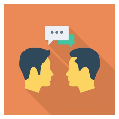  İnsan Kaynakları Düz ikon vektör çizimi. konuşma 