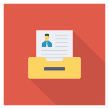  İnsan Kaynakları Düz ikon vektör çizimi. belge