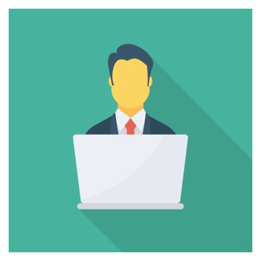  İnsan Kaynakları Düz ikon vektör çizimi. İş adamı