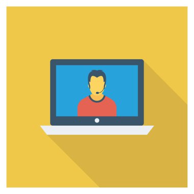  İnsan Kaynakları Düz ikon vektör çizimi. dizüstü