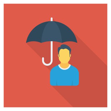  İnsan Kaynakları Düz ikon vektör çizimi. güvenlik