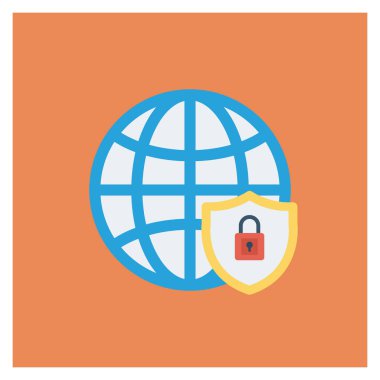 Dünya & ağı için düz simgeler sunuluyor