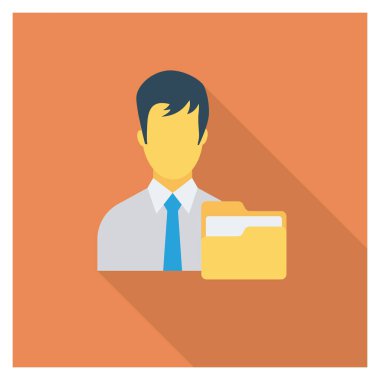  İnsan Kaynakları Düz ikon vektör çizimi. İş adamı