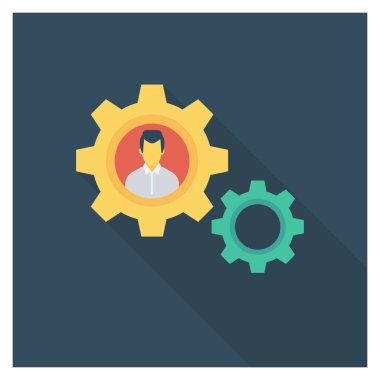  İnsan Kaynakları Düz ikon vektör illüstrasyonu. 