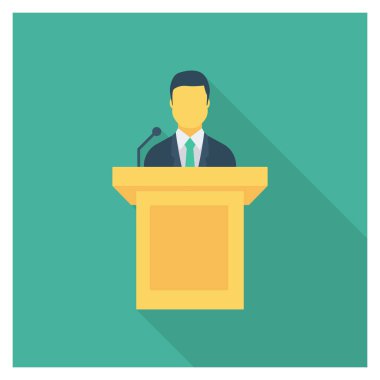  İnsan Kaynakları Düz ikon vektör çizimi. hoparlör 