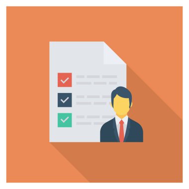  İnsan Kaynakları Düz ikon vektör çizimi. belge 