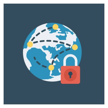 Dünya & çevrimiçi için düz simgeler sunuluyor