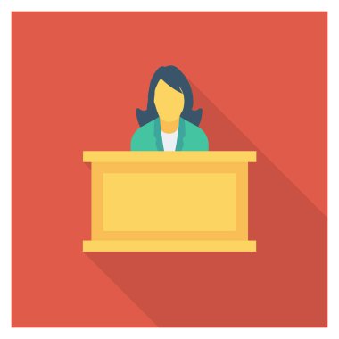  İnsan Kaynakları Düz ikon vektör çizimi. Yargıç 