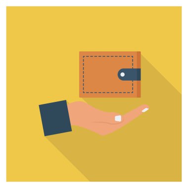  İnsan Kaynakları Düz ikon vektör çizimi. cüzdan