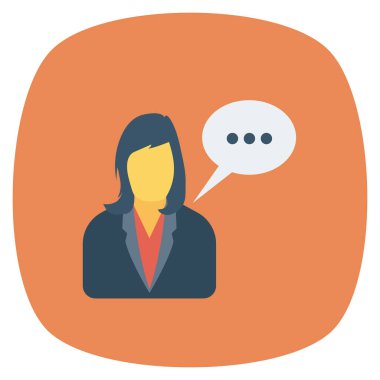  İnsan Kaynakları Düz ikon vektör çizimi. İş kadını