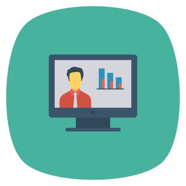  İnsan Kaynakları Düz ikon vektör çizimi. bilgisayar