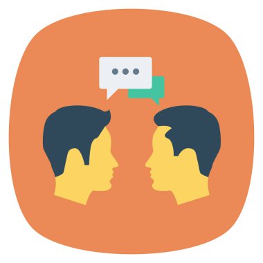  İnsan Kaynakları Düz ikon vektör çizimi. sohbet