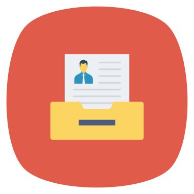  İnsan Kaynakları Düz ikon vektör çizimi. belge