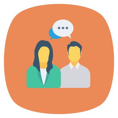  İnsan Kaynakları Düz ikon vektör çizimi. sohbet