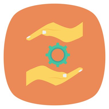  İnsan Kaynakları Düz ikon vektör illüstrasyonu, dişli 