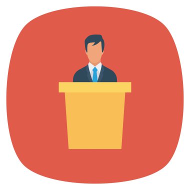  İnsan Kaynakları Düz ikon vektör çizimi. İş adamı 