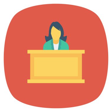  İnsan Kaynakları Düz ikon vektör çizimi. Yargıç 