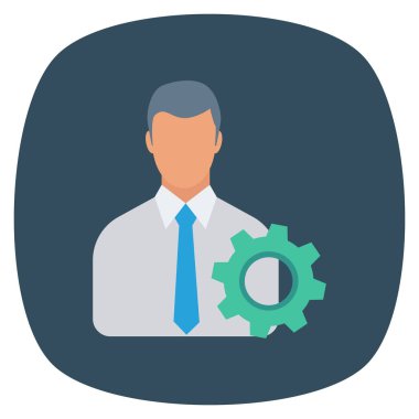  İnsan Kaynakları Düz ikon vektör çizimi. İş adamı 