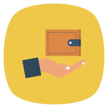  İnsan Kaynakları Düz ikon vektör çizimi. cüzdan