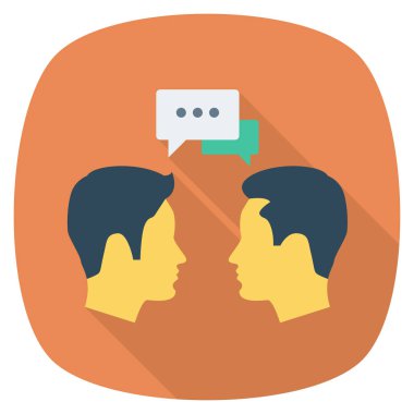 İnsan kaynakları düz iş ikonu. İş adamları konuşuyor.