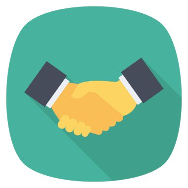  İnsan Kaynakları Düz ikon vektör çizimi. El sıkışması 