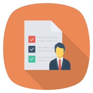  İnsan Kaynakları Düz ikon vektör çizimi. belge 