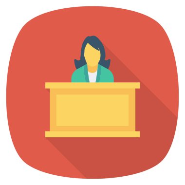  İnsan Kaynakları Düz ikon vektör çizimi. Yargıç 