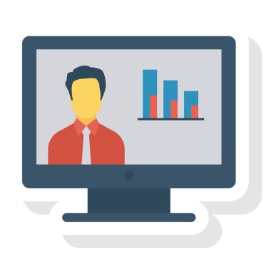  İnsan Kaynakları Düz ikon vektör çizimi. bilgisayar